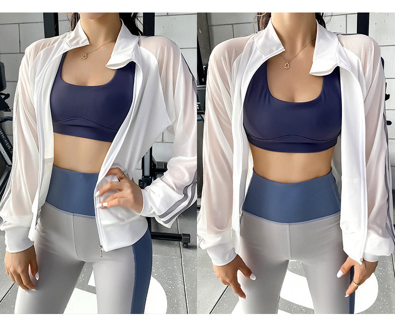 Sports Jacket Women's Breathable Gym ClothesCardiganReflectiveTraining Running Quick-dryingClothes Yoga Clothes Jacket
