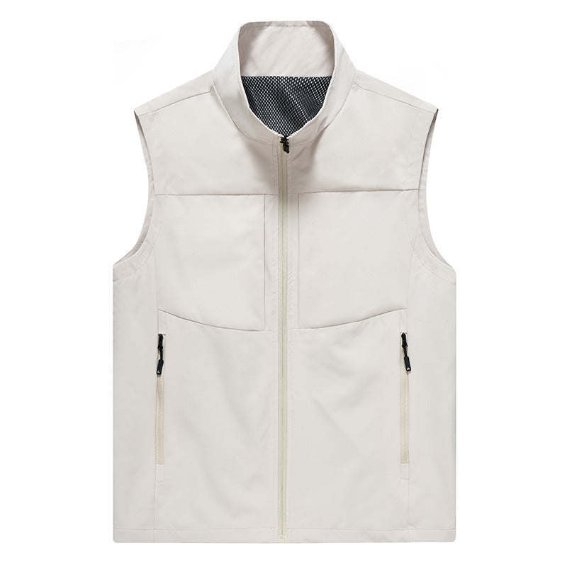 Casual Breathable Outdoor Photography Fishing Sport Cardigan Stand Collar Men's Vest